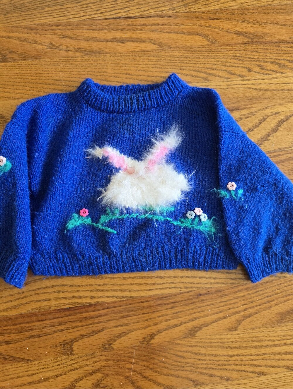 Baby Royal Blue Fuzzy Bunny Pullover Sweater